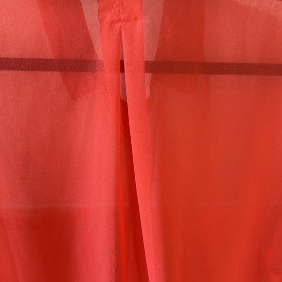 Ambience Apparel Coral Chiffon Button Up Blouse, 1X - Picture 4 of 5